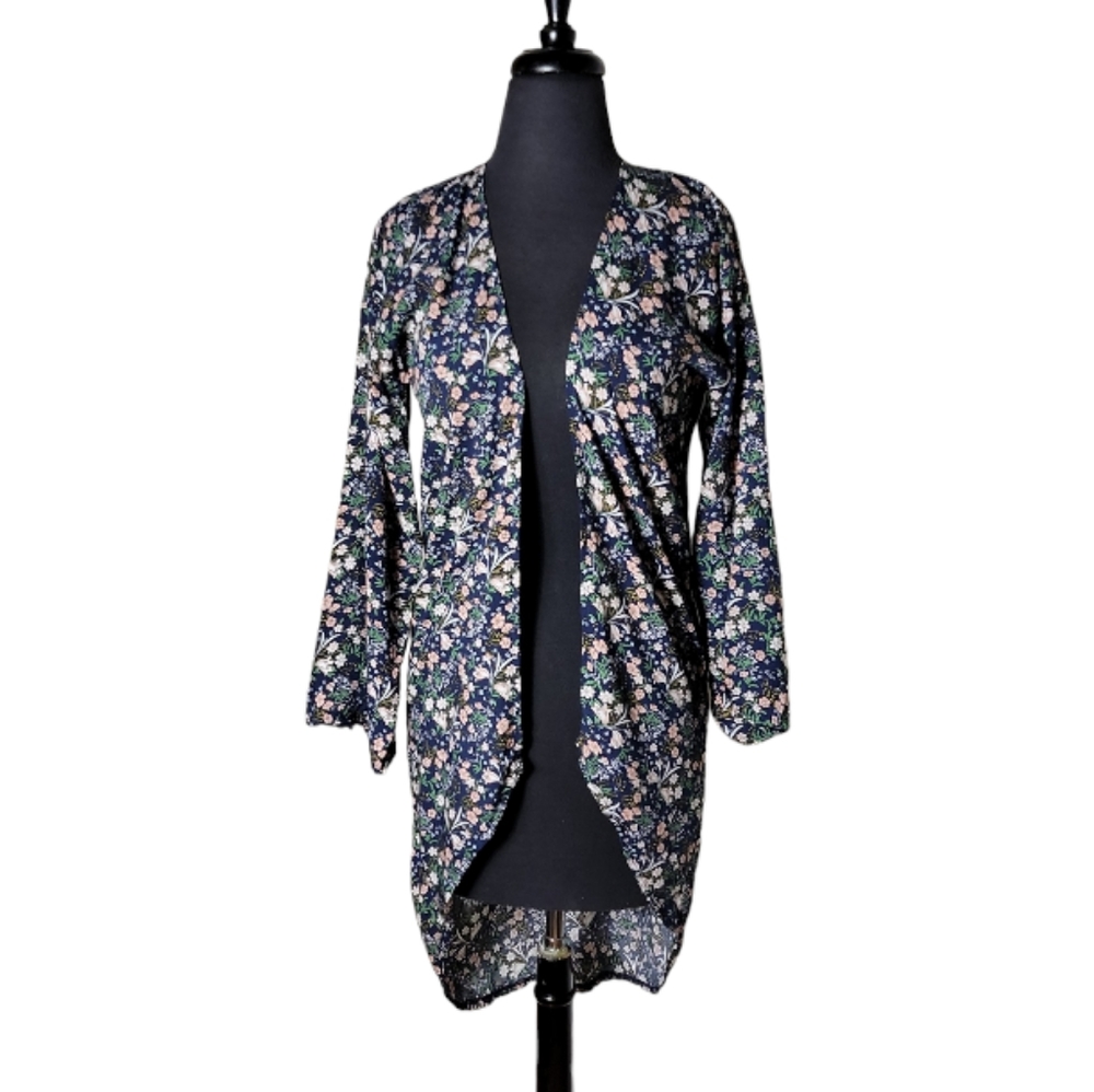 Charlotte Daniel floral high low kimono cardigan women's S/M boho open front